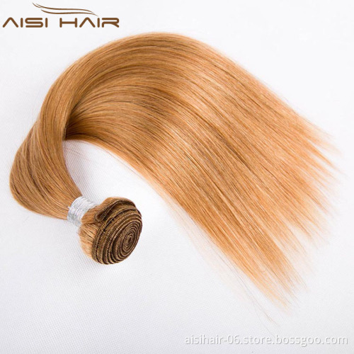 Aisi Hair Wholesale Natural silky straight blonde color  brazilian human hair weaves